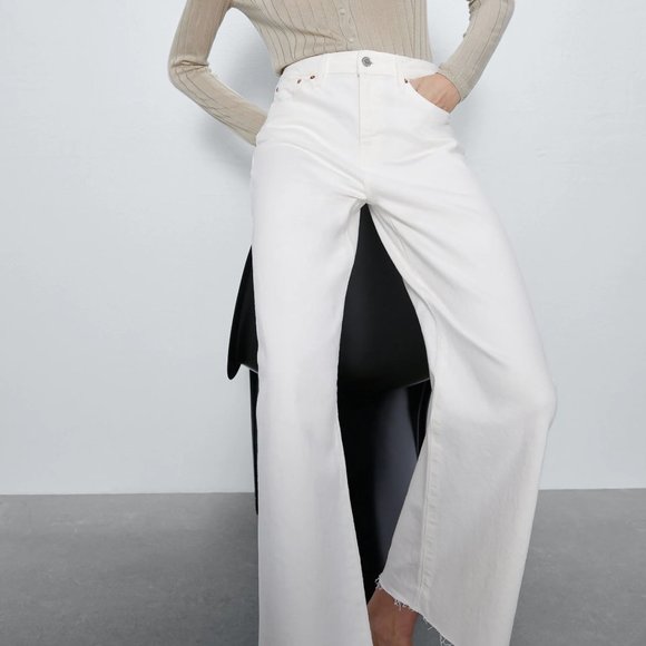 Zara Denim - SOLD ❌ ZARA Premiun Denim White Culottes Leg Jeans